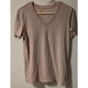 Carhartt Relaxed Fit Women M 8-10 Light Pink V-Neck Short Sleeve